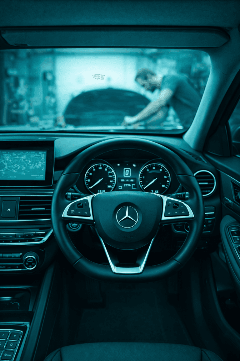 Mercedes dashboard and workshop view