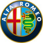 Alfa Romeo logo featuring a cross and a serpent in a circular design.