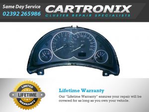 Vauxhall Opel Corsa C instrument cluster with speedometer and fuel gauge displayed.