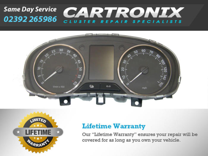 Skoda Fabia dashboard instrument cluster with speedometer and digital display from Cartronix.