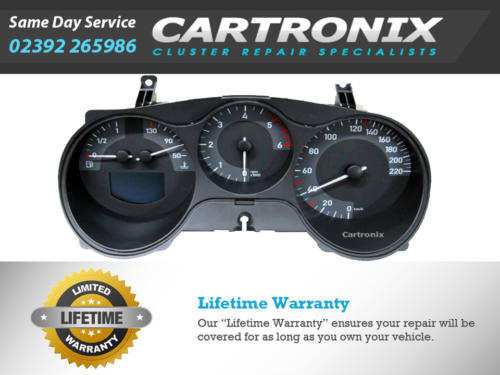 Instrument cluster dashboard from Cartronix with speedometer and fuel gauge, measuring 2-inch.