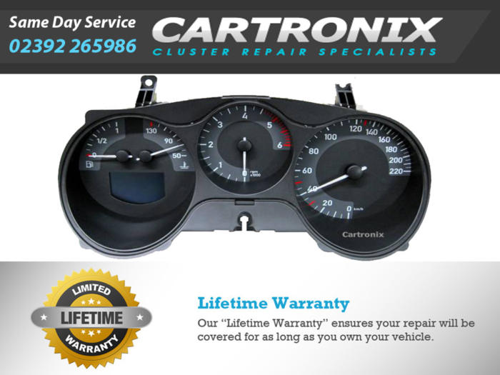 Instrument cluster dashboard from Cartronix with speedometer and fuel gauge, measuring 2-inch.