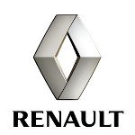 Renault logo featuring a diamond shape in silver and black text below it.