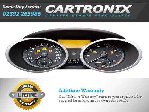 171-inch instrument cluster for Mercedes SLK W171 with speedometer and warning lights.