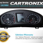 VW EOS instrument cluster dashboard with speedometer and tachometer displays.