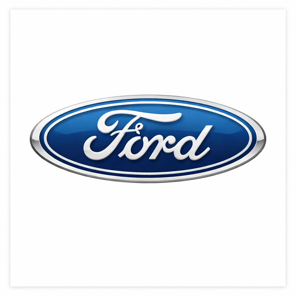 Ford logo featuring a blue oval with white cursive lettering on a plain background.